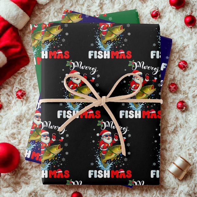 Frohe Fisch-Weihnachten Geschenkpapier, Fisch Ange Geschenkpapier Set (Von Creator hochgeladen)