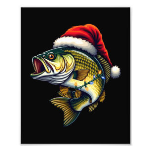 Frohe Fisch-Weihnachten Santa-Angler Liebhaber Lus Fotodruck