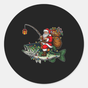 Frohe Fisch-Weihnachten Santa Angler Liebhaber Lus Runder Aufkleber