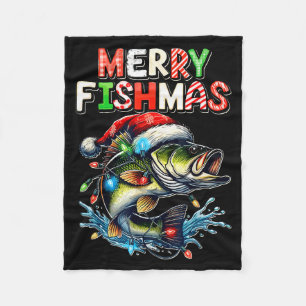 Frohe Fisch-Weihnachten Santa Angler Lustiger Fisc Fleecedecke