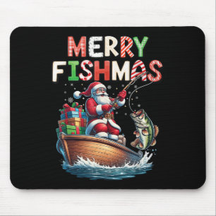 Frohe Fisch-Weihnachten Santa Angler Lustiger Fisc Mousepad