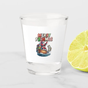 Frohe Fisch-Weihnachten Santa Angler Lustiger Fisc Schnapsglas