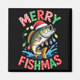 Frohe Fisch-Weihnachten Santa Hut B Angeln Weihnac Magnet