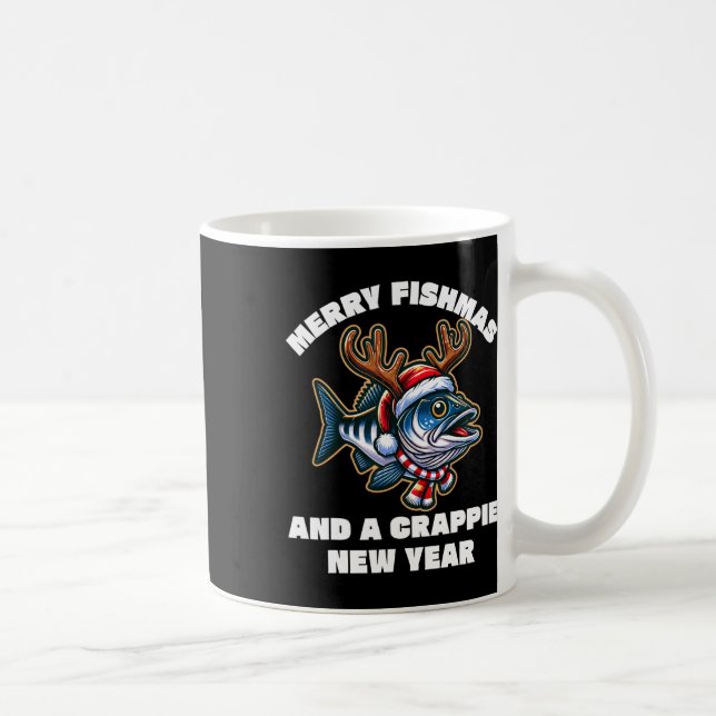 Frohe Fischmassen und ein Crappie Neujahr Fischen  Kaffeetasse (Rechts)