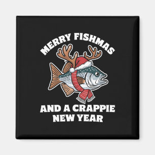 Frohe Fischmassen und ein Crappie-Neujahr Fischen Magnet