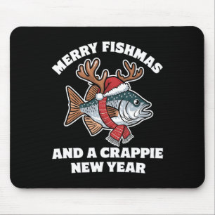 Frohe Fischmassen und ein Crappie-Neujahr Fischen Mousepad