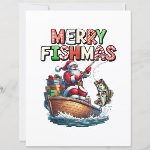 Frohe Fischweihnachten Santa Angler Lustiger Fisch