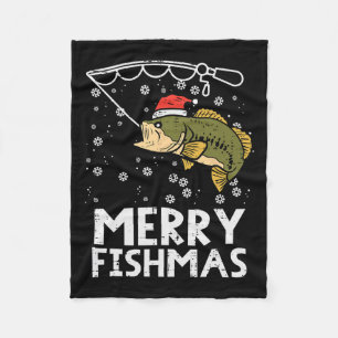 Frohe Fishmas Fisch Fischen Weihnachten Vater Männ Fleecedecke