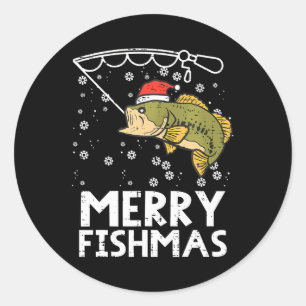 Frohe Fishmas Fisch Fischen Weihnachten Vater Männ Runder Aufkleber