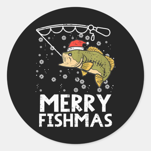 Frohe Fishmas Fisch Fischen Weihnachten Vater Männ Runder Aufkleber (Vorderseite)