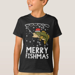 Frohe Fishmas Fisch Fischen Weihnachten Vater Männ T-Shirt