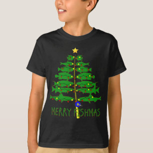 Frohe Fishmas frohe Weihnachtsbaum Fischen Funny T-Shirt