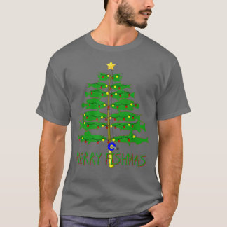 Frohe Fishmas frohe Weihnachtsbaum Fischen Funny T-Shirt
