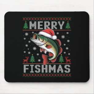 Frohe Fishmas Funny Fishing Weihnachten Mousepad