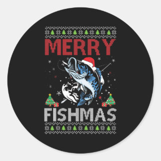 Frohe Fishmas hässliche Weihnachtsfische Geschenk  Runder Aufkleber