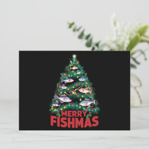 Frohe Fishmas Weihnachtsbaum Lights Fish Angeln Feiertagskarte