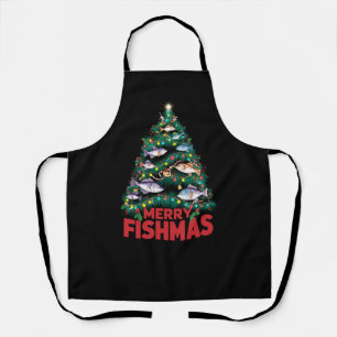 Frohe Fishmas Weihnachtsbaum Lights Fish Angeln Schürze