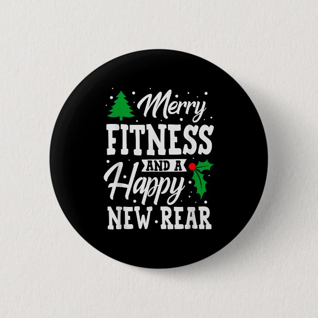 Frohe Fitness Glückliches Neues Hinterteil Workout Button (Vorderseite)