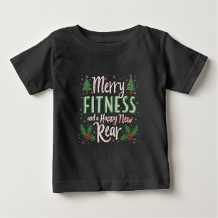 Frohe Fitness und ein glückliches neues Hinterteil Baby T-shirt