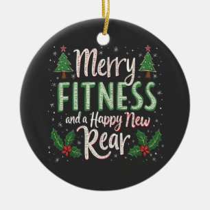 Frohe Fitness und glückliches neues Hinterteil Bod Keramik Ornament