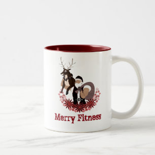 Frohe Fitness Weihnachtsmusik Zweifarbige Tasse