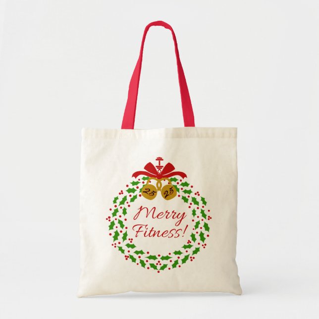 Frohe Fitness Wreath Weihnachtsfeier Tasche (Vorne)