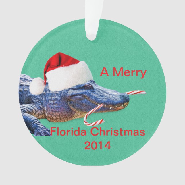 Frohe Florida-Weihnachten mit Alligator Ornament (Vorderseite)