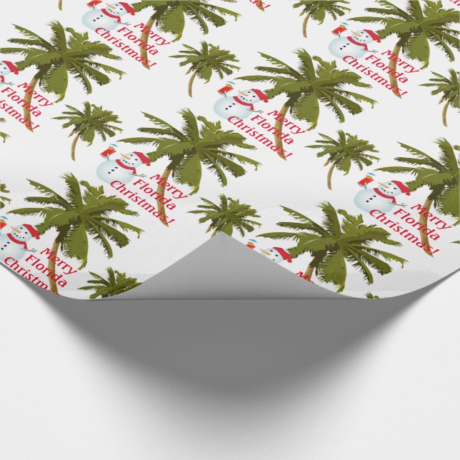 Frohe Florida-Weihnachten, Schneemann, Geschenkpapier (Ecke)