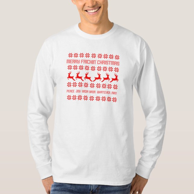 Frohe Frickin Weihnacht-nordisches hässliches T-Shirt (Vorderseite)