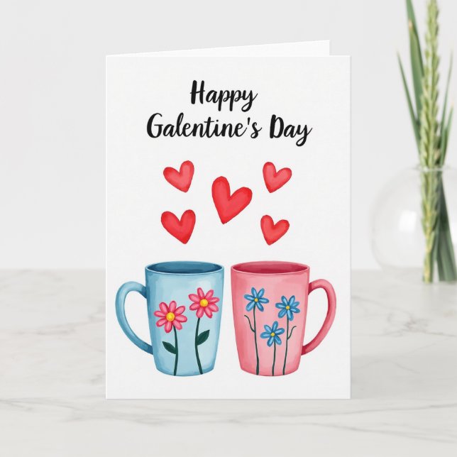 Frohe Galentine Day Freunde Karte (Vorderseite)