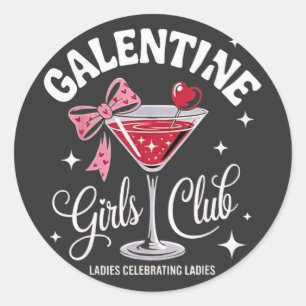 Frohe Galentine Gang Girl’s Club Damen feiern Runder Aufkleber