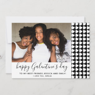 Frohe Galentine`s Day Schwarz Herz Foto Freundin Feiertagskarte