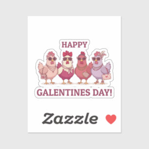 Frohe Galentines Day Hühnertruppe Niedlich Lustige Aufkleber