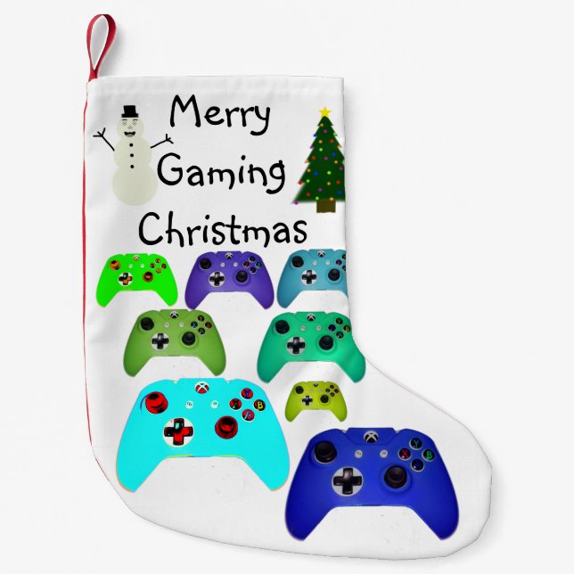 Frohe Gaming Christmas Blue/Green Kleiner Weihnachtsstrumpf (Vorderseite)
