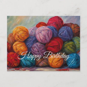 Frohe Geburtstag Bunte Wollknäuel  Postkarte