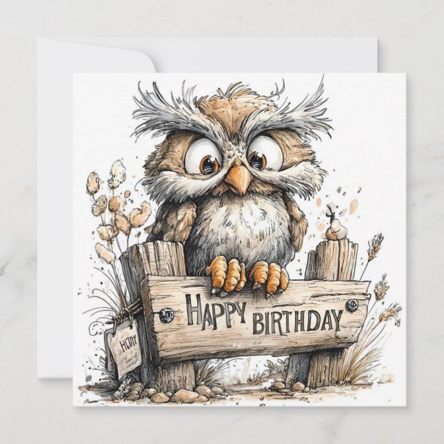 Frohe Geburtstag Eule Karte (Vorderseite)
