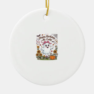 Frohe Geburtstag Frau Emily Halloween Geist Kürbis Keramik Ornament