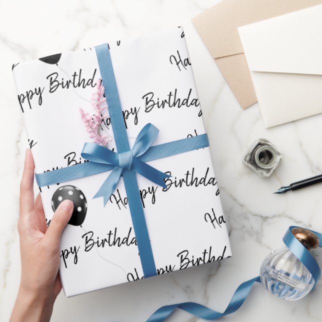 Frohe Geburtstag Polka Dot Ballons  Geschenkpapier (Schenken)