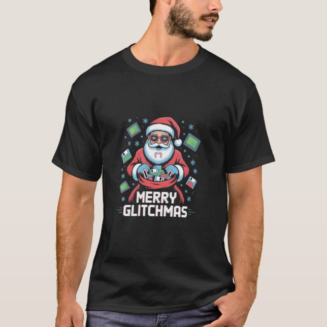 Frohe Glitch-Weihnachten Coder Programmierer Weihn T-Shirt (Vorderseite)
