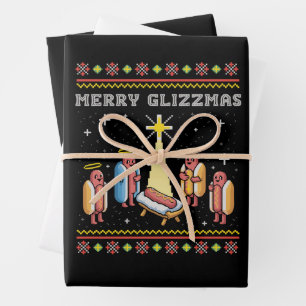 Frohe Glizzmas hässliches Weihnachten Hot Dog Xmas Geschenkpapier Set