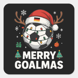 Frohe Goalmas - Lustiges Fußball-Weihnachten Quadratischer Aufkleber