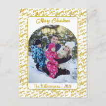 Frohe Gold-Typografie Weihnachtsfamilienfoto