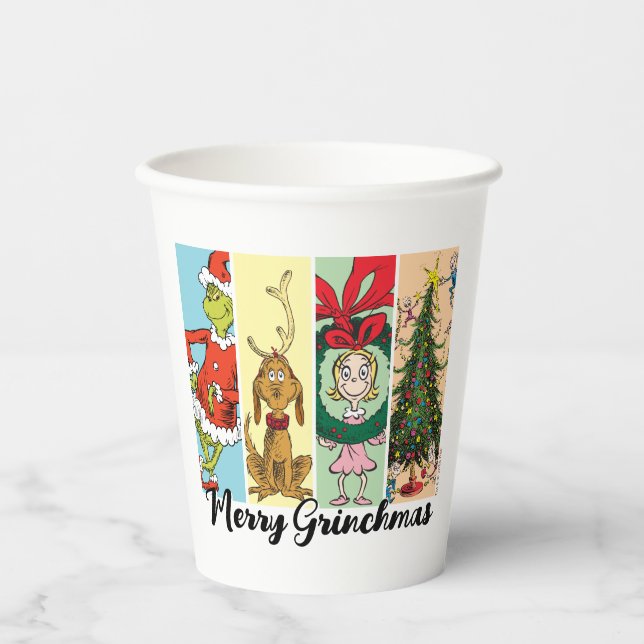 Frohe Grinch-Weihnachten Collage Pappbecher (Vorderseite)