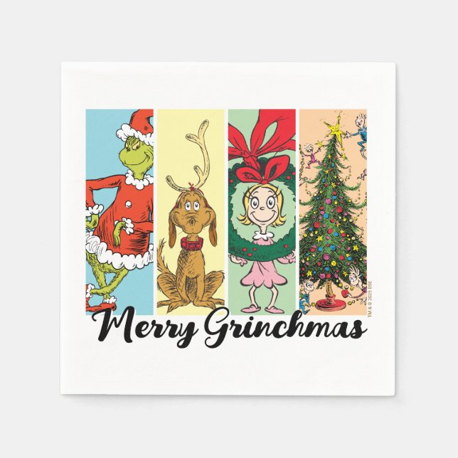 Frohe Grinch-Weihnachten Collage Serviette (Vorderseite)