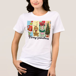 Frohe Grinch-Weihnachten Collage Tri-Blend Shirt