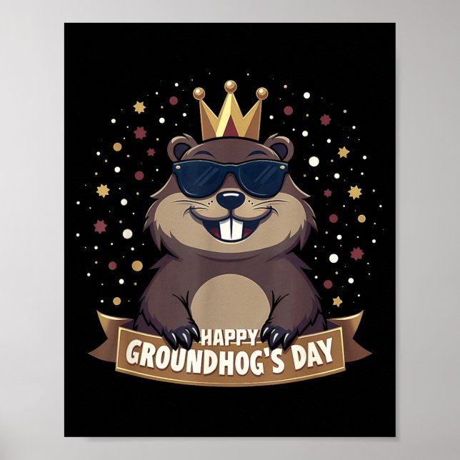 Frohe Groundhog-Tag 2025 Lustiger Woodchuck  Poster (Vorne)