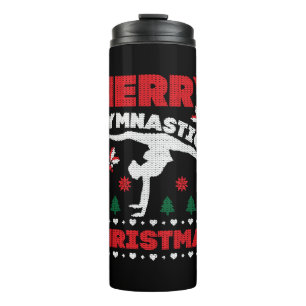 Frohe Gymnastik Weihnachten Ugly T - Shirt Thermosbecher