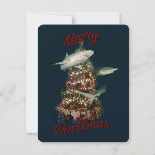 Frohe Haifisch-Weihnachten Haie um den Weihnachtsb Feiertagskarte