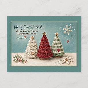 Frohe Häkel-Weihnachtsbäume Postkarte