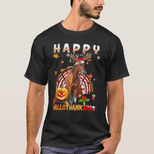Frohe Hallo Thanksmas Truthahn Pferd Weihnachten R T-Shirt